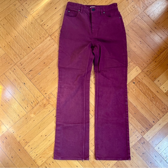 Rebecca Taylor Maroon High-Waisted Straight Leg Jeans SZ M/6 - Picture 1 of 9